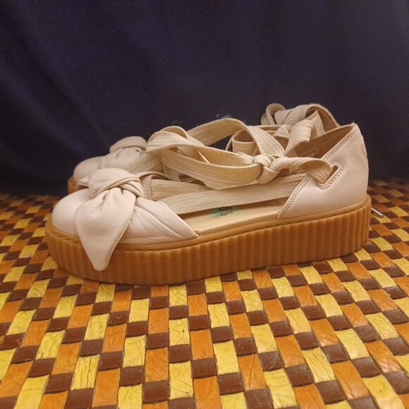 Fenty Puma Puma Fenty Rihanna Leather Tie Creepers Flats Beige Size 8.5 - Picture 4 of 6